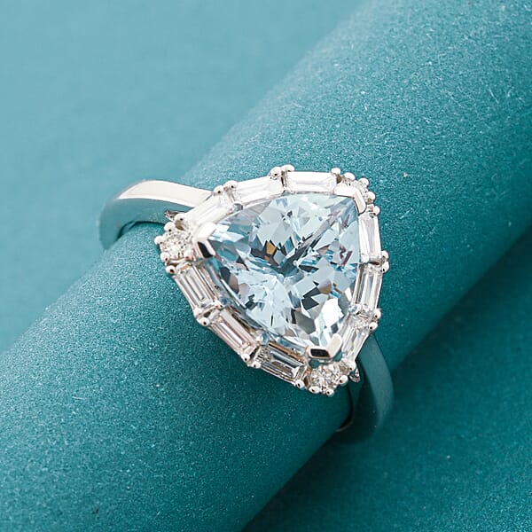 Shop Lc Certified And Appraised 10K White Gold AAA Aquamarine Luxuriant Lab Grown Diamond (G-H SI) Ring 2.44 Ctw