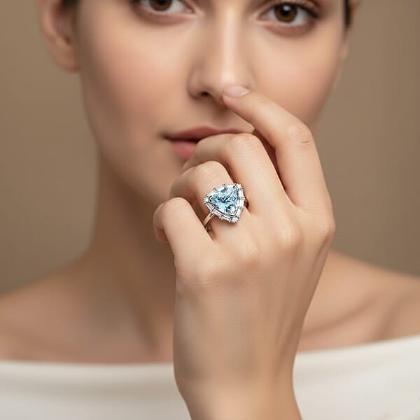 Shop Lc Certified And Appraised 10K White Gold AAA Aquamarine Luxuriant Lab Grown Diamond (G-H SI) Ring 2.44 Ctw