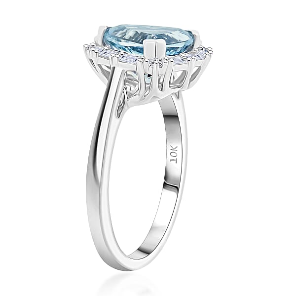 Shop Lc Certified And Appraised 10K White Gold AAA Aquamarine Luxuriant Lab Grown Diamond (G-H SI) Ring 2.44 Ctw