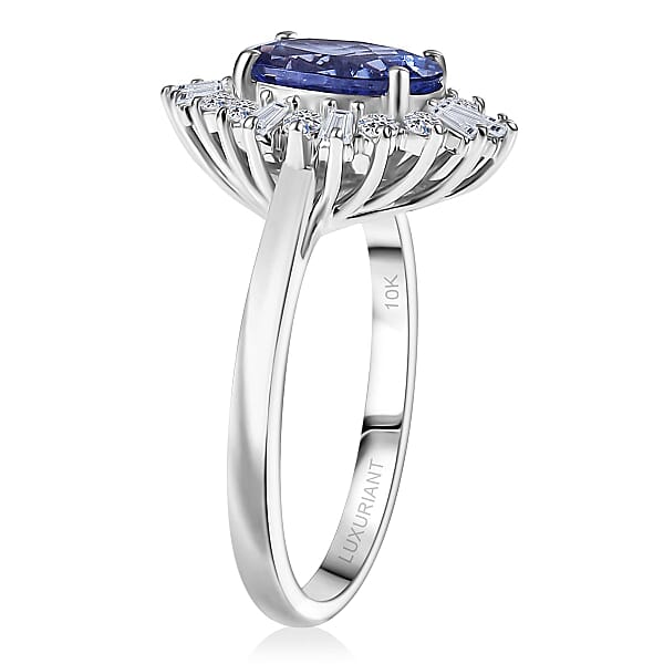 Shop Lc Certified And Appraised AAA Tanzanite And Luxuriant Lab Grown Diamond G-H SI 2.55 Ctw Ring In 10K White Gold