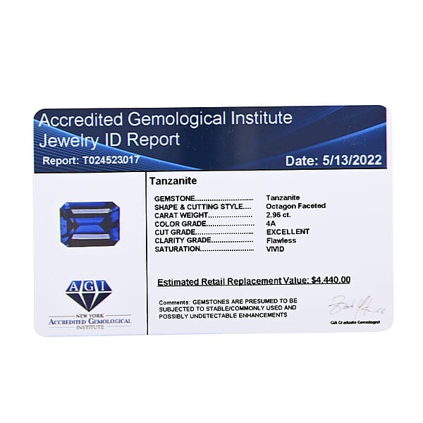 Shop Lc Certified And Appraised AAAA Tanzanite (Oct Free Size) 2.50 Ctw