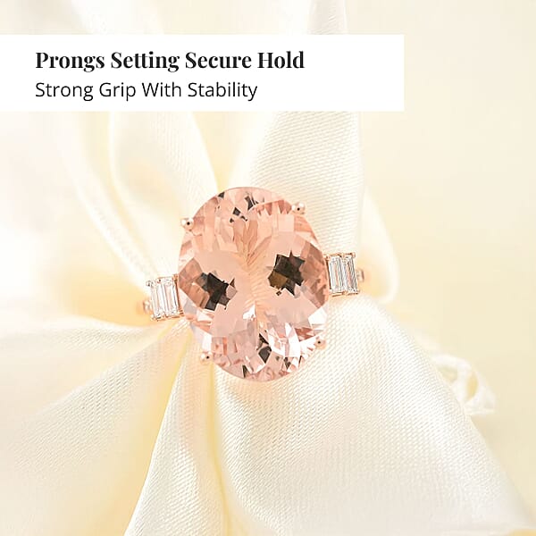 Shop Lc Certified And Appraised Iliana 18K Rose Gold AAA Marropino Morganite And G-H I1 Diamond Ring 8.00 Ctw