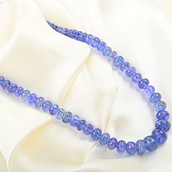 Shop Lc Certified And Appraised Iliana 18K White Gold AAA Tanzanite Beaded Necklace 18-20 Inches 200.00 Ctw