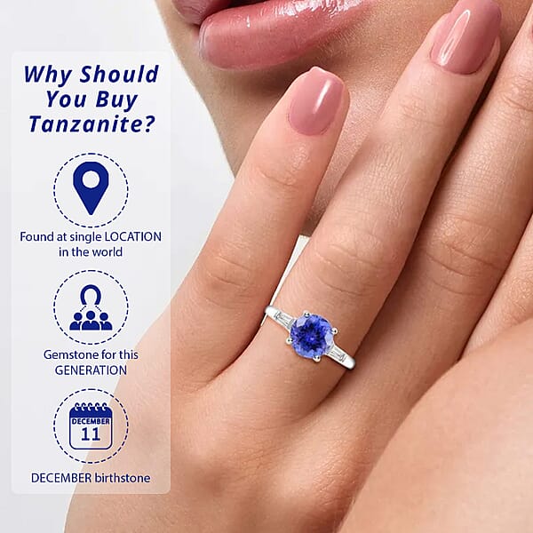 Shop Lc Certified And Appraised Iliana 18K White Gold AAA Tanzanite Diamond 2.30 Ctw Ring Wedding Ring For Her Promise Rings 3.41 Grams