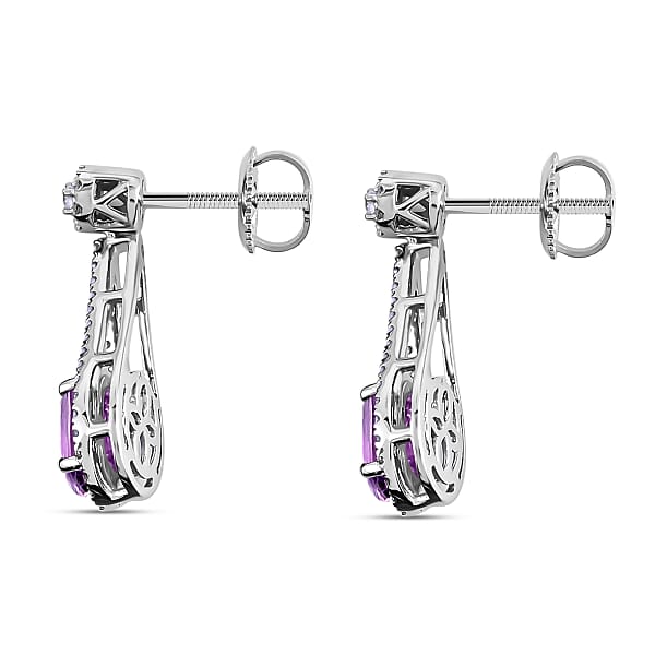Shop Lc Certified And Appraised Iliana 18K White Gold AAA Madagascar Purple Sapphire And G-H SI Diamond Earrings 2.10 Ctw