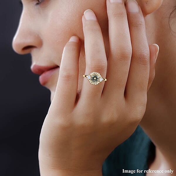 Shop Lc Certified And Appraised Iliana 18K Yellow Gold AAA Turkizite And G-H SI Diamond Halo Ring 1.90 Ctw