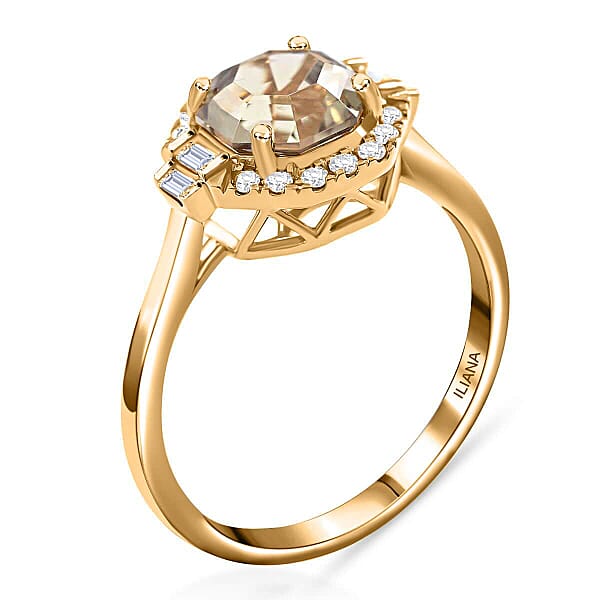 Shop Lc Certified And Appraised Iliana 18K Yellow Gold AAA Turkizite And G-H SI Diamond Halo Ring 1.90 Ctw