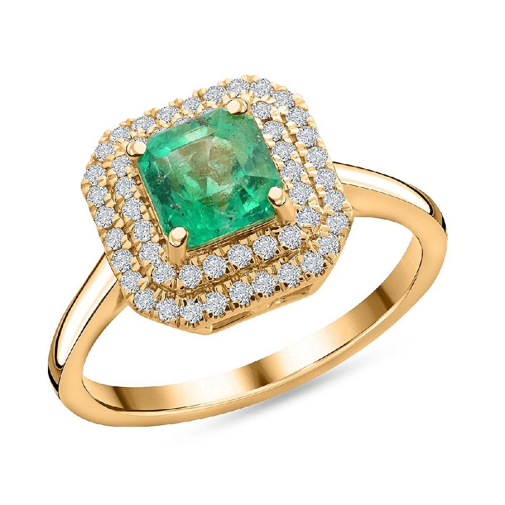 shop lc Certified and Appraised Iliana 18K Yellow Gold AAA Boyaca Colombian Emerald and SI Diamond Ring 6 Grams 1.75 ctw