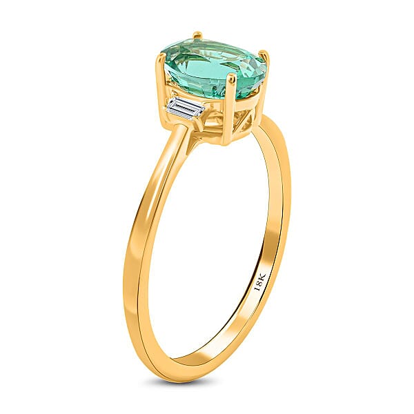 Shop Lc Certified And Appraised Iliana 18K Yellow Gold AAA Kagem Zambian Emerald And G-H SI Diamond Ring 1.25 Ctw