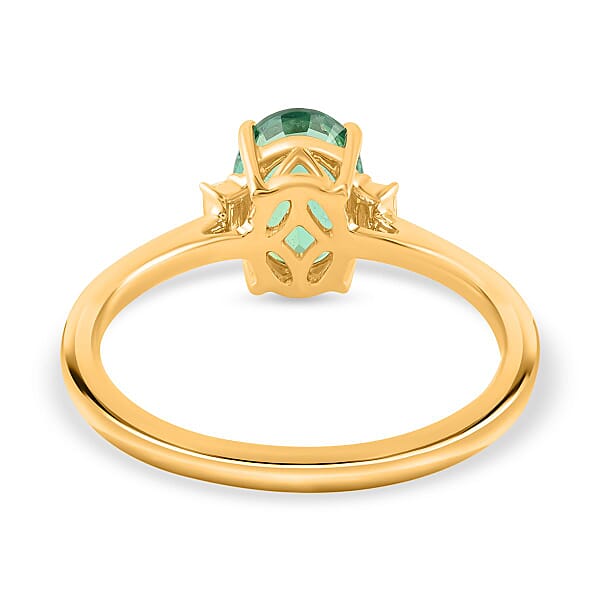 Shop Lc Certified And Appraised Iliana 18K Yellow Gold AAA Kagem Zambian Emerald And G-H SI Diamond Ring 1.25 Ctw