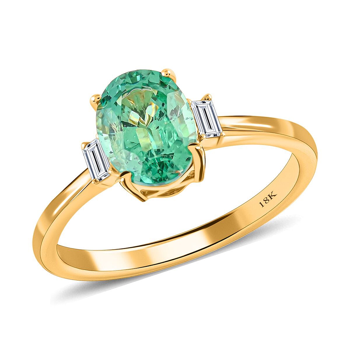 shop lc Certified and Appraised Iliana 18K Yellow Gold AAA Kagem Zambian Emerald and G-H SI Diamond Ring 1.25 ctw