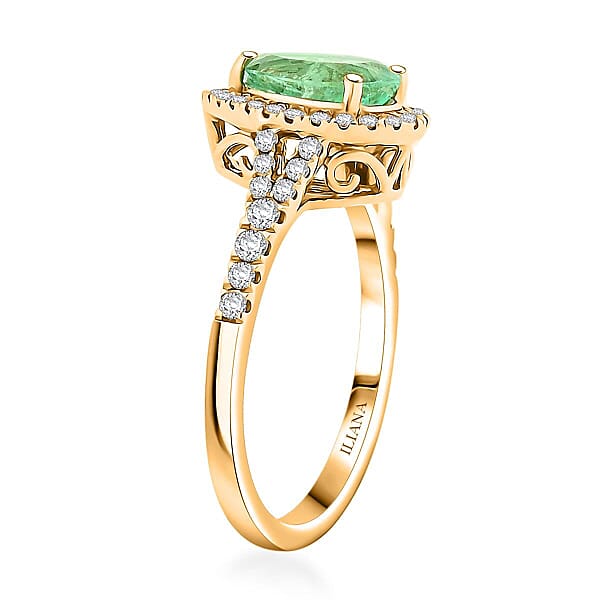 Shop Lc Certified And Appraised Iliana 18K Yellow Gold AAA Boyaca Colombian Emerald And G-H SI Diamond Ring 4.15 Grams 2.00 Ctw