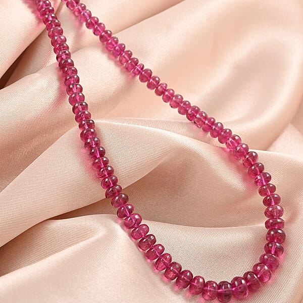 Shop Lc Certified And Appraised Iliana 18K Yellow Gold AAAA Ouro Fino Rubellite Graduated Single Strand Beaded Necklace 18 Inches 75.00 Ctw