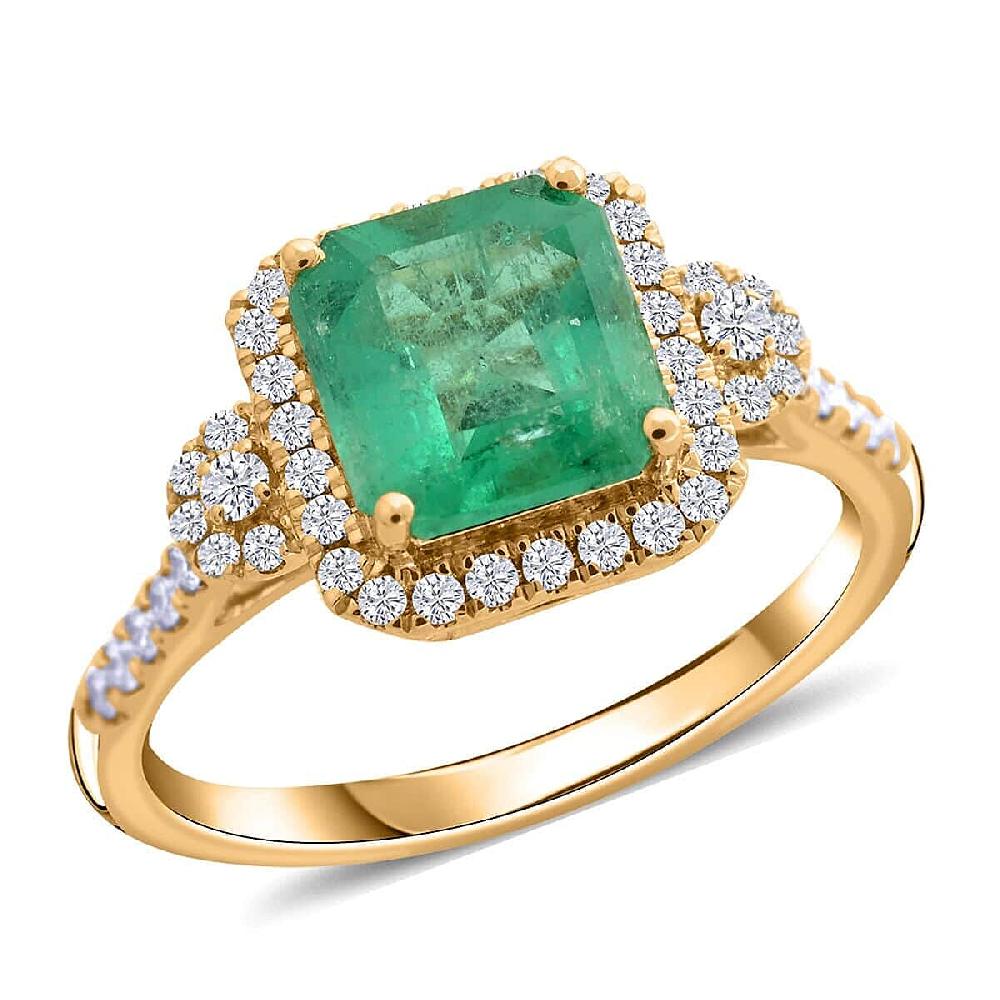 shop lc Certified and Appraised Iliana AAA Boyaca Colombian Emerald and SI Diamond 2.00 ctw Ring in 18K Yellow Gold