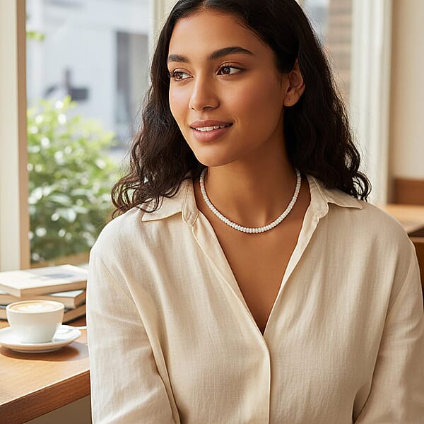 Shop Lc Certified And Appraised Iliana AAA Ethiopian Welo Opal 62.00 Ctw Beaded Necklace In 18K White Gold 18-20 Inches