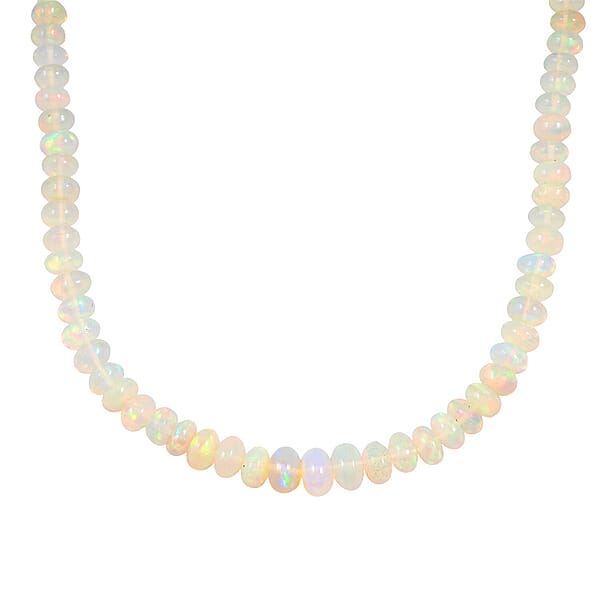 Shop Lc Certified And Appraised Iliana AAA Ethiopian Welo Opal 62.00 Ctw Beaded Necklace In 18K White Gold 18-20 Inches