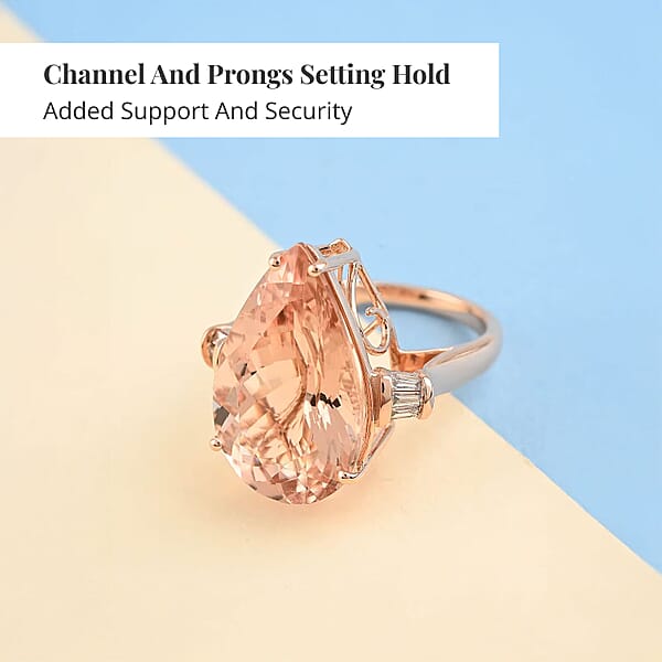 Shop Lc Certified And Appraised Iliana AAA Marropino Morganite And G-H SI Diamond 11.85 Ctw Ring In 18K Rose Gold 5.95 Grams