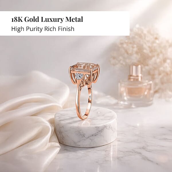 Shop Lc Certified And Appraised Iliana AAA Marropino Morganite And G-H SI Diamond 3.90 Ctw Halo Ring In 18K Rose Gold 4.66 Grams