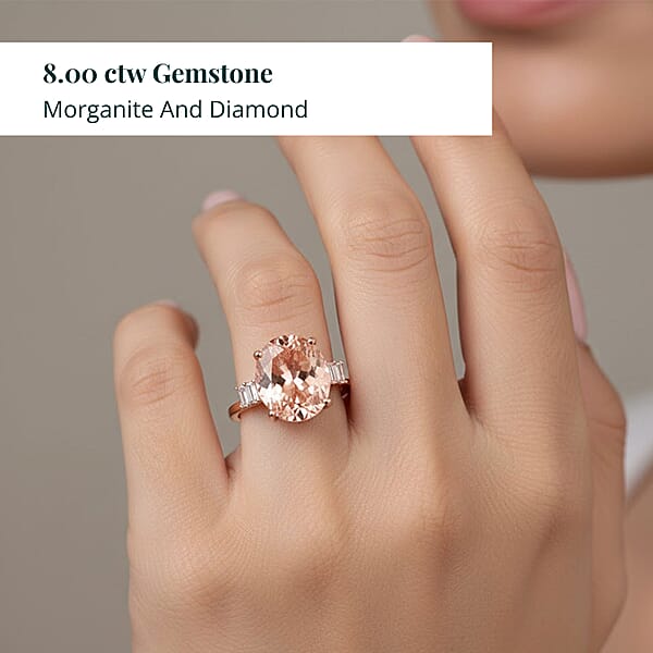 Shop Lc Certified And Appraised Iliana AAA Marropino Morganite And G-H I1 Diamond 8.00 Ctw Ring In 18K Rose Gold