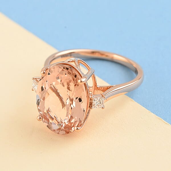 Shop Lc Certified And Appraised Iliana AAA Marropino Morganite And G-H SI Diamond 6.10 Ctw Ring In 18K Rose Gold