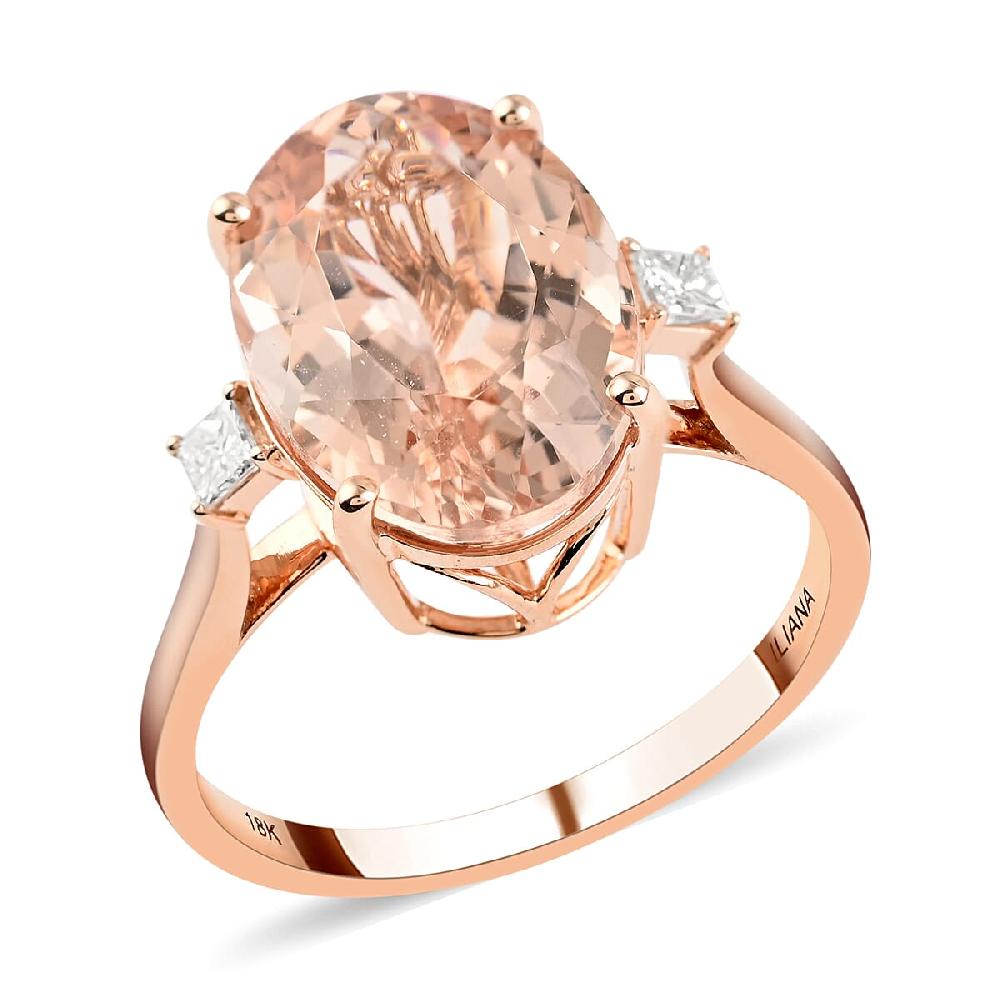 shop lc Certified and Appraised Iliana AAA Marropino Morganite and G-H SI Diamond 6.10 ctw Ring in 18K Rose Gold