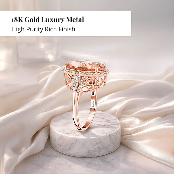 Shop Lc Certified And Appraised Iliana AAA Marropino Morganite And G-H I1 Diamond 8.00 Ctw Ring In 18K Rose Gold