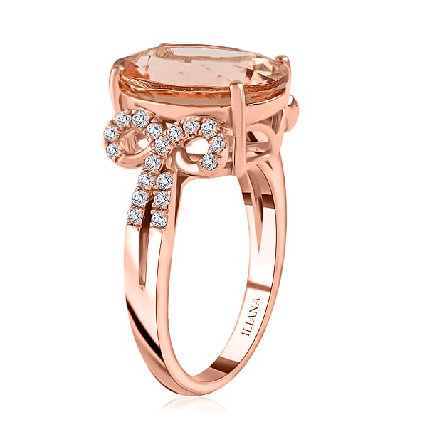 Shop Lc Certified And Appraised Iliana AAA Marropino Morganite And G-H SI Diamond 6.20 Ctw Ring In 18K Rose Gold 5.35 Grams