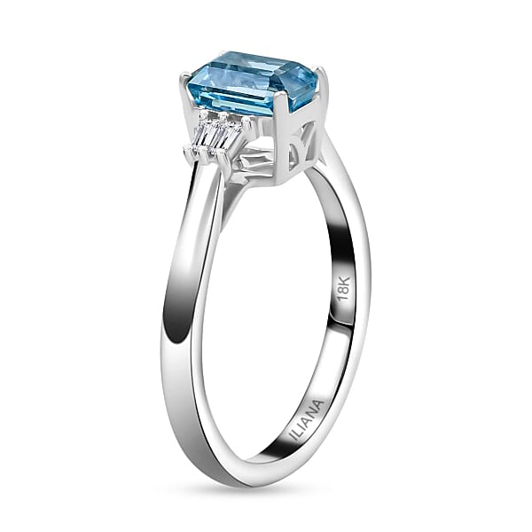 Shop Lc Certified And Appraised Iliana AAA Santa Maria Aquamarine And G-H SI Diamond 1.00 Ctw Ring In 18K White Gold