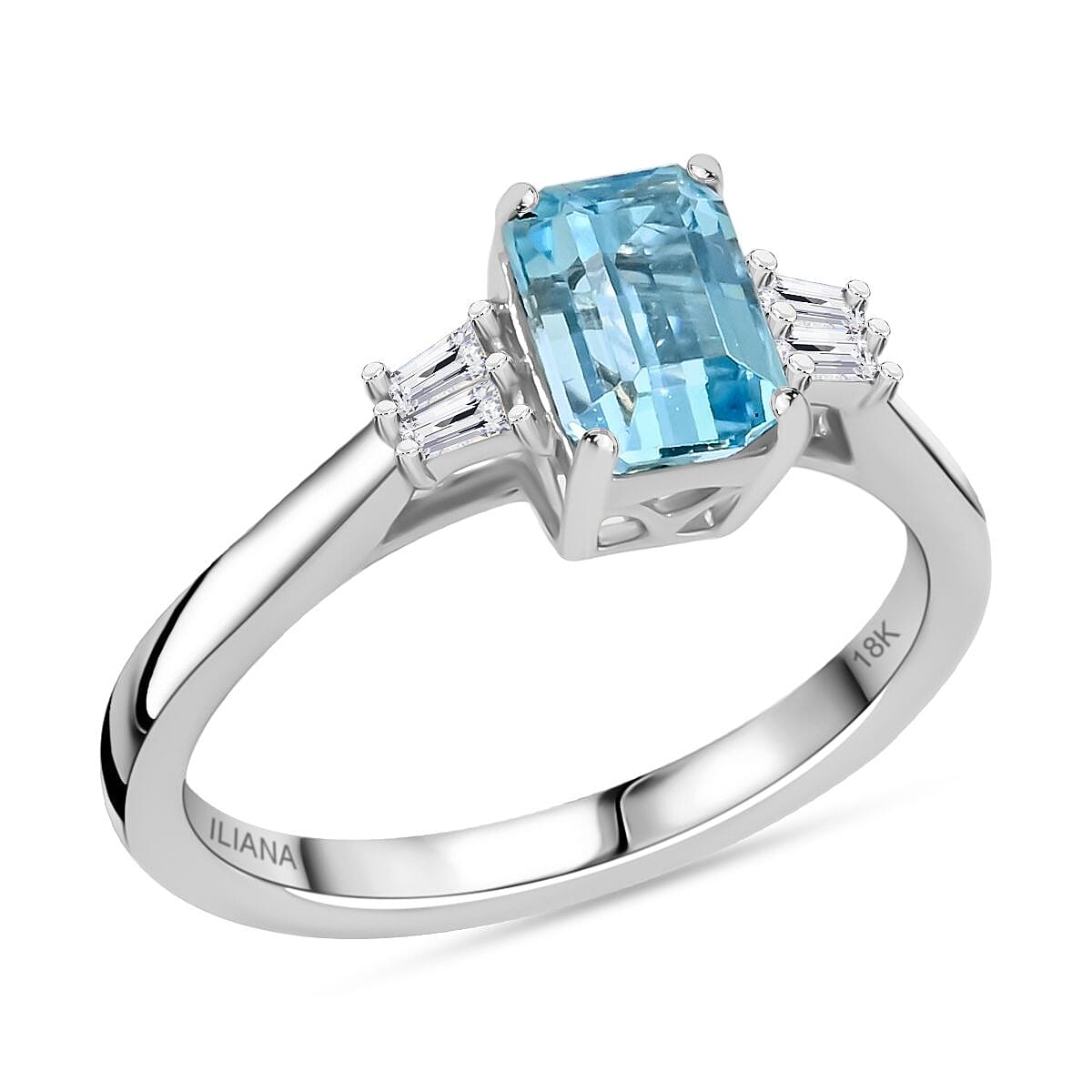 shop lc Certified and Appraised Iliana AAA Santa Maria Aquamarine and G-H SI Diamond 1.00 ctw Ring in 18K White Gold