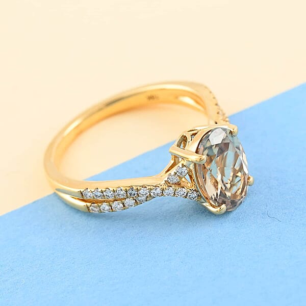 Shop Lc Certified And Appraised Iliana AAA Turkizite And G-H SI Diamond 1.85 Ctw Ring In 18K Yellow Gold