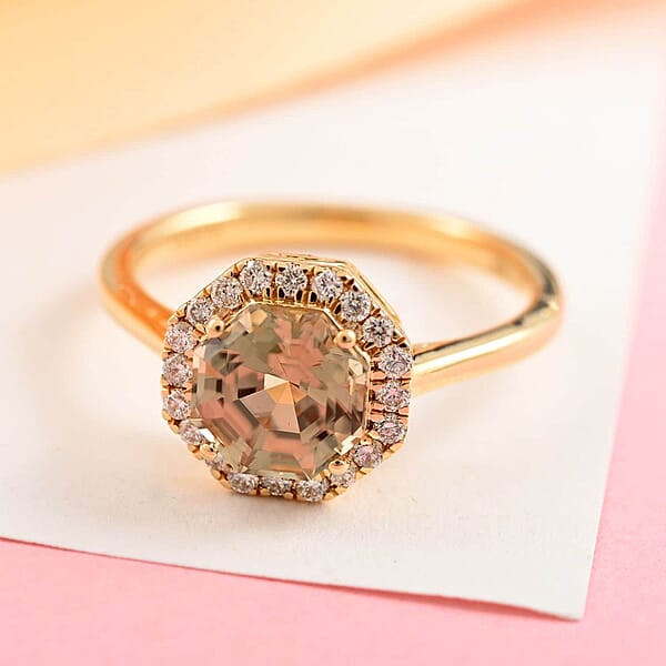 Shop Lc Certified And Appraised Iliana AAA Turkizite And G-H SI Diamond 1.90 Ctw Halo Ring In 18K Yellow Gold