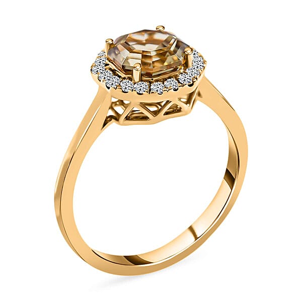 Shop Lc Certified And Appraised Iliana AAA Turkizite And G-H SI Diamond 1.90 Ctw Halo Ring In 18K Yellow Gold