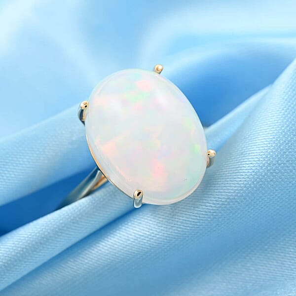 Shop Lc Certified And Appraised Luxoro 10K Yellow Gold AAA Ethiopian Welo Opal Solitaire Ring 6.85 Ctw