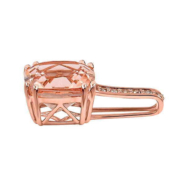 Shop Lc Certified And Appraised Luxoro 14K Rose Gold AAA Marropino Morganite And G-H I2 Diamond Pendant Without Chain 3.75 Ctw