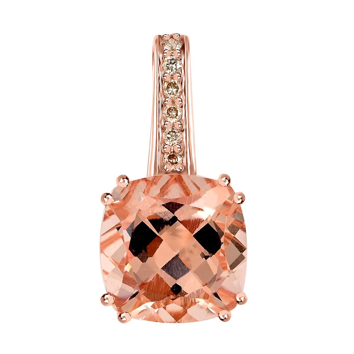 shop lc Certified and Appraised Luxoro 14K Rose Gold AAA Marropino Morganite and G-H I2 Diamond Pendant without Chain 3.75 ctw