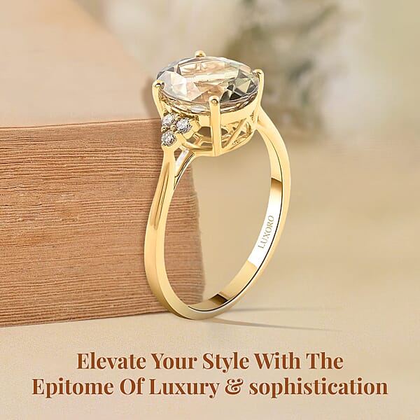 Shop Lc Certified And Appraised Luxoro 14K Yellow Gold AAA Turkizite And G-H I2 Diamond Ring 3.00 Ctw