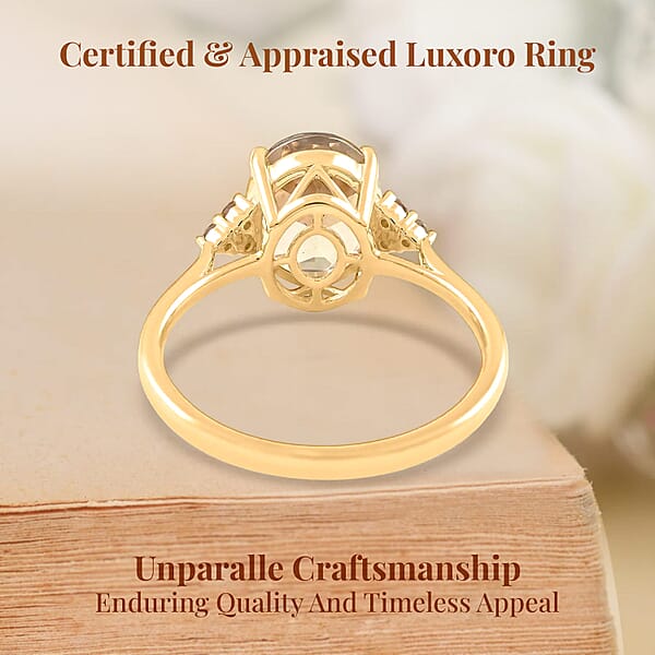 Shop Lc Certified And Appraised Luxoro 14K Yellow Gold AAA Turkizite And G-H I2 Diamond Ring 3.00 Ctw