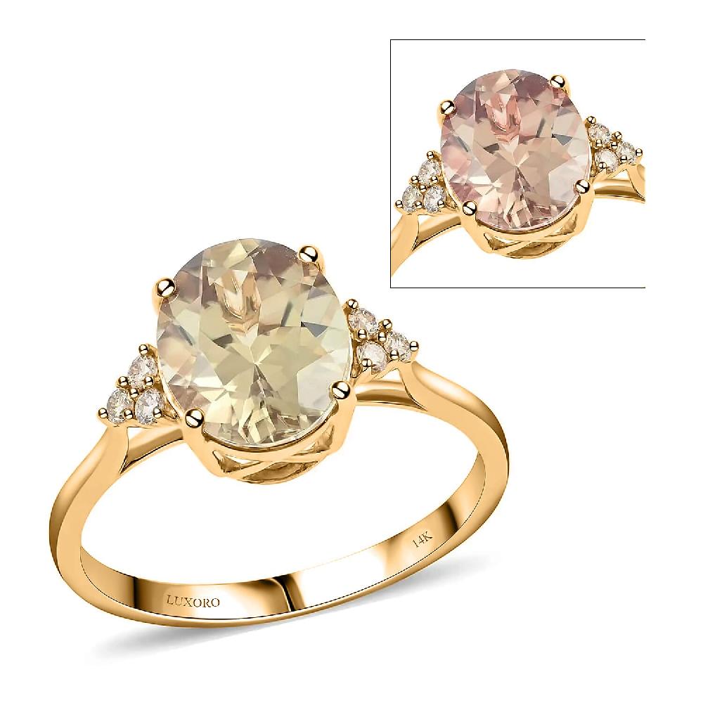 shop lc Certified and Appraised Luxoro 14K Yellow Gold AAA Turkizite and G-H I2 Diamond Ring 3.00 ctw