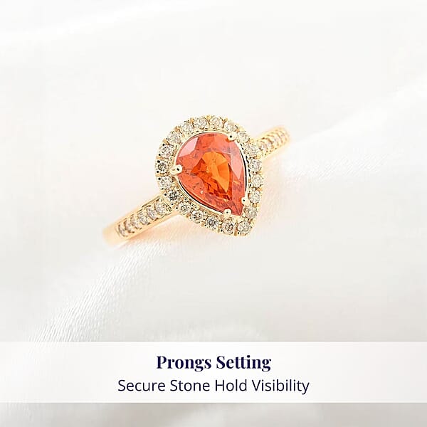 Shop Lc Certified And Appraised Luxoro AAA Nigerian Spessartite Garnet And G-H I2 Diamond 1.8 Ctw Ring In 14K Yellow Gold