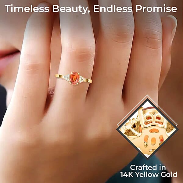 Shop Lc Certified And Appraised Luxoro AAA Nigerian Spessartite Garnet And G-H I2 Diamond Accent 2.00 Ctw Ring In 14K Yellow Gold Engagement Ring For Her
