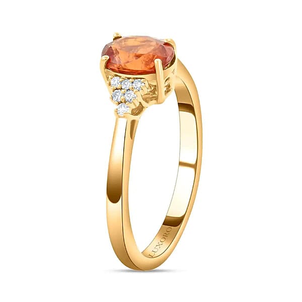 Shop Lc Certified And Appraised Luxoro AAA Nigerian Spessartite Garnet And G-H I2 Diamond Accent 2.00 Ctw Ring In 14K Yellow Gold Engagement Ring For Her
