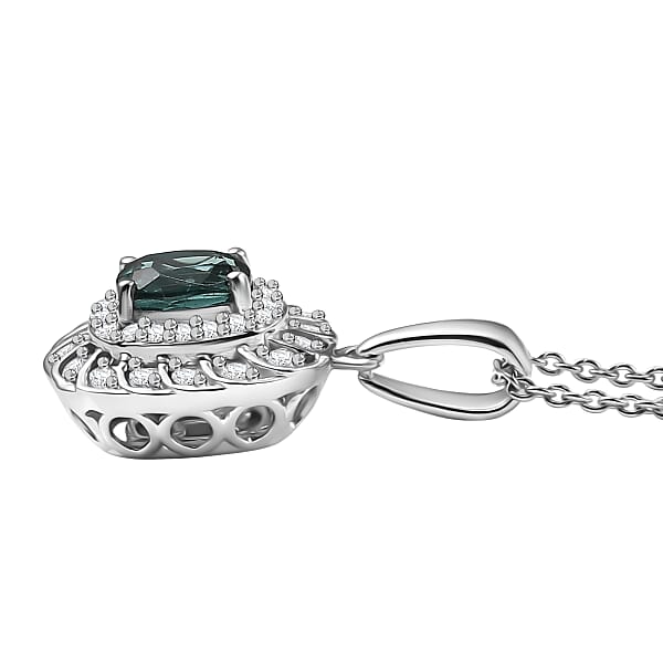 Shop Lc Certified And Appraised Luxoro AAA Pirineu Lagoon Tourmaline And I2 Diamond 1.03 Ctw Pendant Necklace In 10K White Gold 20 Inches