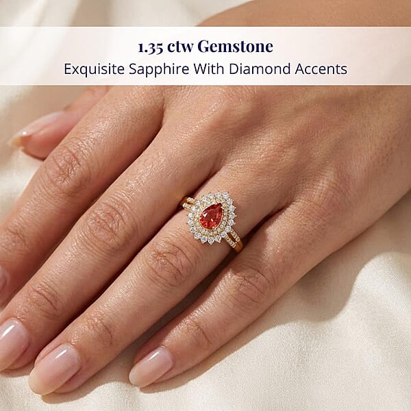 Shop Lc Certified And Appraised Luxoro AAA Red Sapphire And G-H I2 Diamond 1.35 Ctw Cocktail Ring In 14K Yellow Gold 4.25 Grams