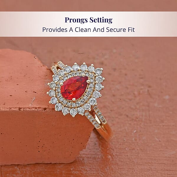 Shop Lc Certified And Appraised Luxoro AAA Red Sapphire And G-H I2 Diamond 1.35 Ctw Cocktail Ring In 14K Yellow Gold 4.25 Grams