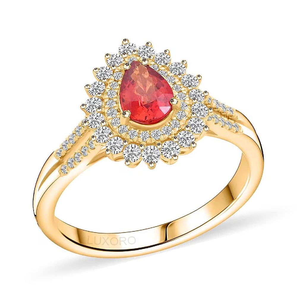 shop lc Certified and Appraised Luxoro AAA Red Sapphire and G-H I2 Diamond 1.35 ctw Cocktail Ring in 14K Yellow Gold 4.25 Grams