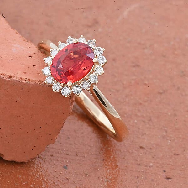 Shop Lc Certified And Appraised Luxoro AAA Songea Sapphire And G-H I2 Diamond 1.75 Ctw Sunburst Ring In 14K Yellow Gold