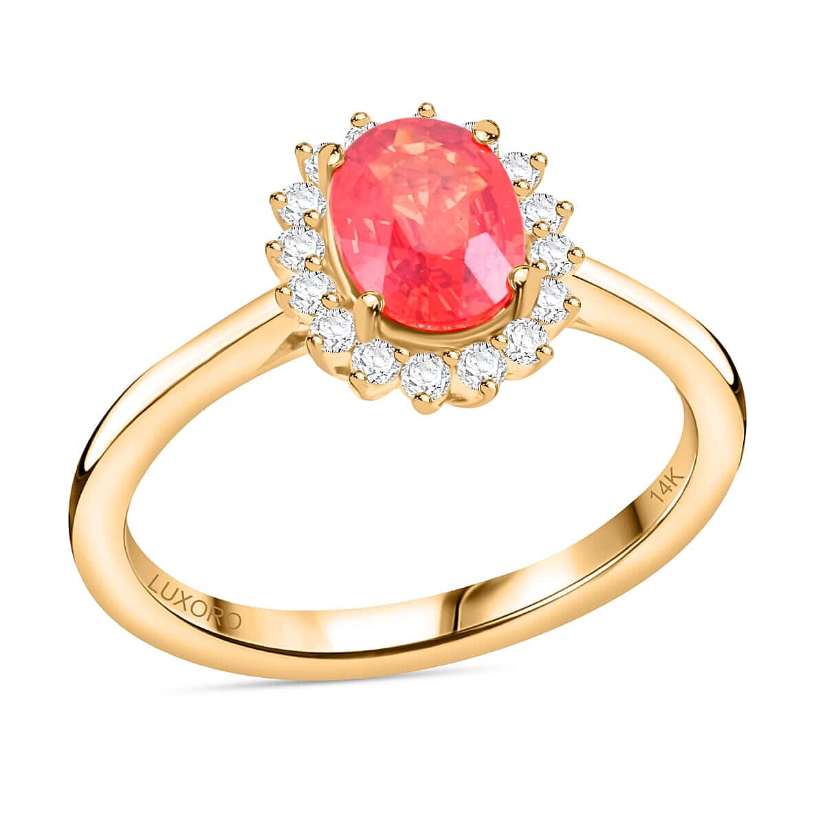 shop lc Certified and Appraised Luxoro AAA Songea Sapphire and G-H I2 Diamond 1.75 ctw Sunburst Ring in 14K Yellow Gold
