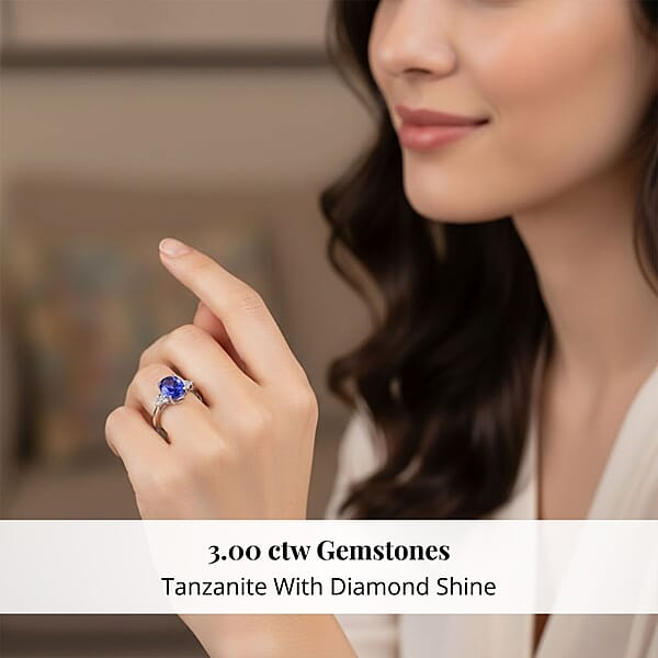 Shop Lc Certified And Appraised Rhapsody 950 Platinum AAAA Tanzanite And E-F VS Diamond Ring Promise Rings 4.40 Grams 3.00 Ctw (Del. In 10-15 Days)