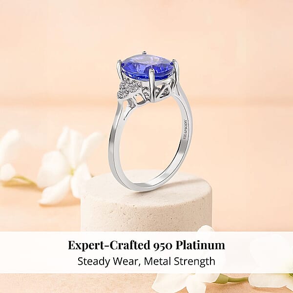 Shop Lc Certified And Appraised Rhapsody 950 Platinum AAAA Tanzanite And E-F VS Diamond Ring Promise Rings 4.40 Grams 3.00 Ctw (Del. In 10-15 Days)