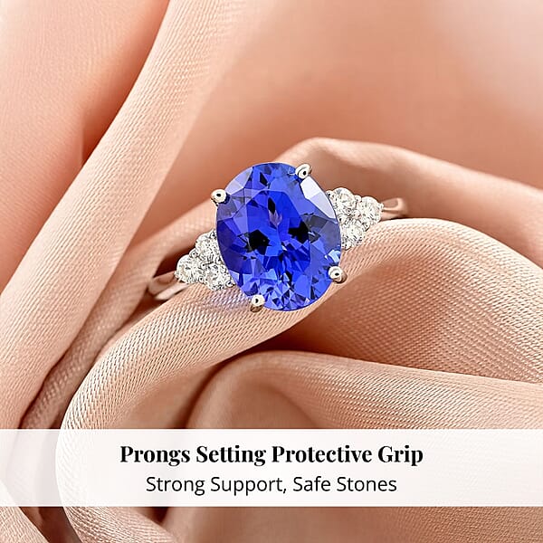 Shop Lc Certified And Appraised Rhapsody 950 Platinum AAAA Tanzanite And E-F VS Diamond Ring Promise Rings 4.40 Grams 3.00 Ctw (Del. In 10-15 Days)